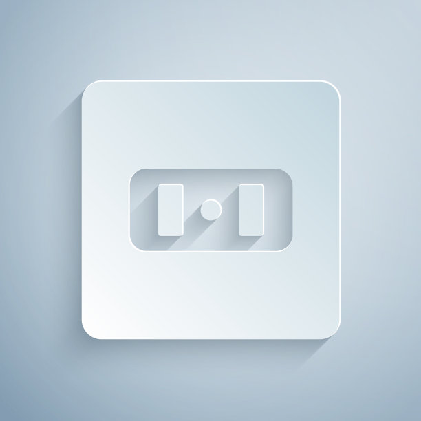 剪纸电插座图标隔离在灰色上图片下载