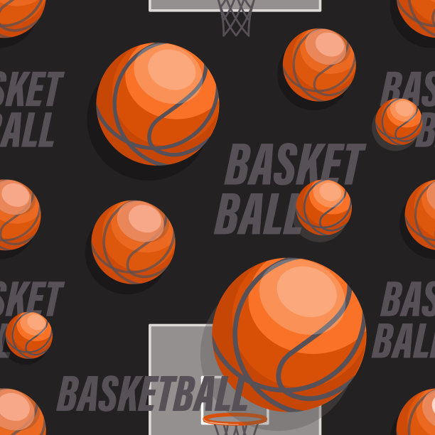 篮球球。向量的背景。球，篮子在黑色背景上。为运动服装纺织品设计图片下载