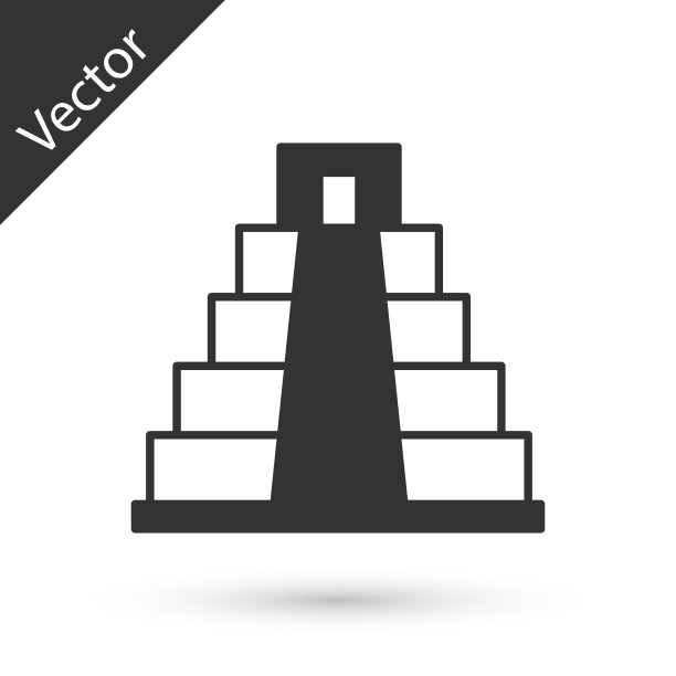 灰奇琴伊察在玛雅圣像孤立在白色图片下载