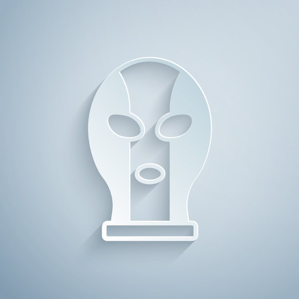 纸割墨西哥摔跤手图标孤立在灰色图片下载