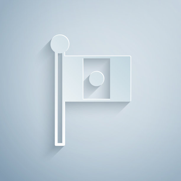 剪纸墨西哥国旗上的旗杆图标孤立图片下载