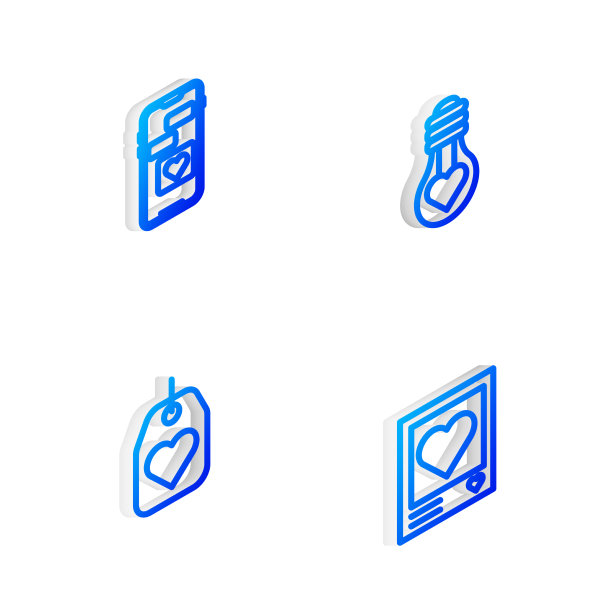 在灯泡上设置等距线心形图片下载