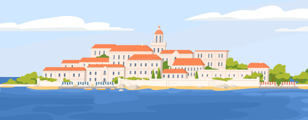 夏日的海滨小镇风景优美图片下载