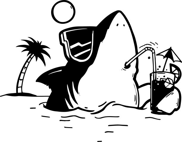 夏威夷鲨鱼在海洋棕榈的夏天寒冷图片下载