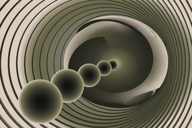 深色抽象画背景隧道与球体图片下载