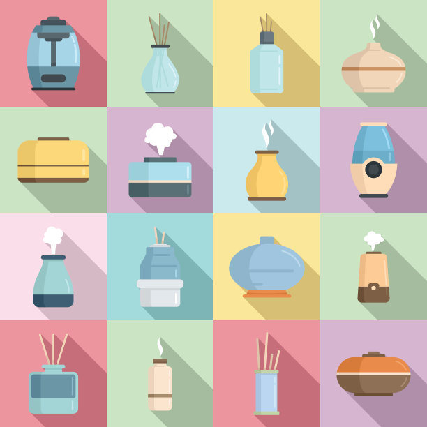 扩散器图标设置平面风格图片下载