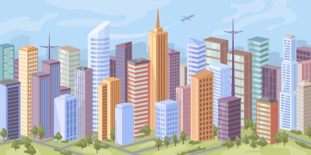 现代城市摩天大楼的全景住宅图片下载