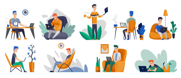 自由职业者在家舒适地工作图片下载