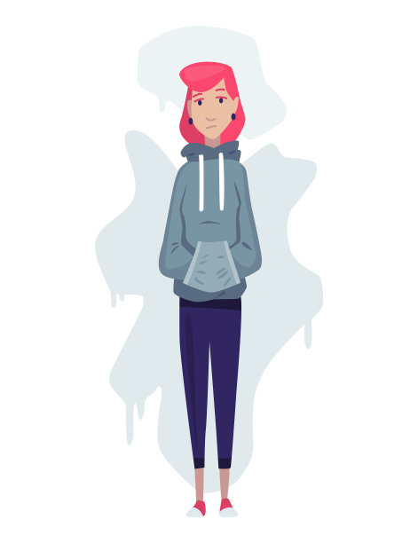 抑郁的人悲伤的女孩孤独的站着图片下载