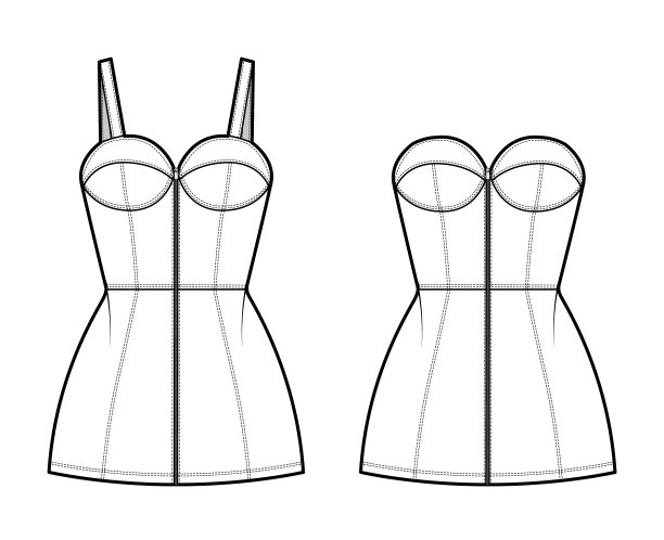 套连衣裙牛仔拉链胸衣裙摆图片下载