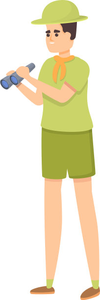 男孩双筒望远镜图标卡通风格图片下载