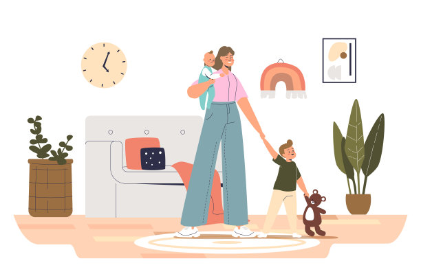 带孩子在家的保姆年轻的保姆女性图片下载