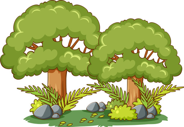 卡通风格中带有自然元素的树图片下载