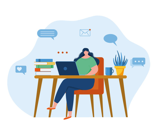 在家工作的女性自由职业者图片下载