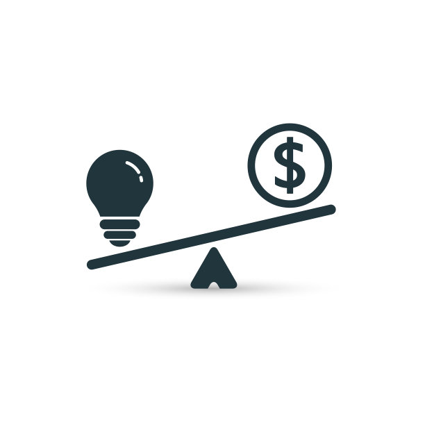 灯泡与金钱的天平平面设计图片下载