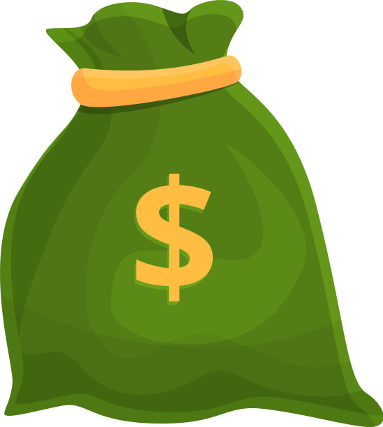 银行现金袋图标卡通风格图片下载