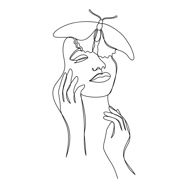 一幅现代的单线画是一个女人图片下载