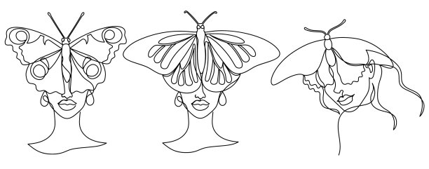 一幅现代的单线画是一个女人图片下载