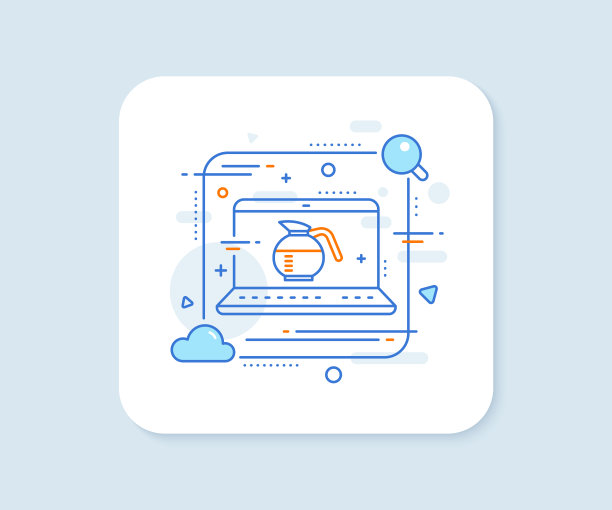 咖啡壶线图标，咖啡饮料的标志图片下载