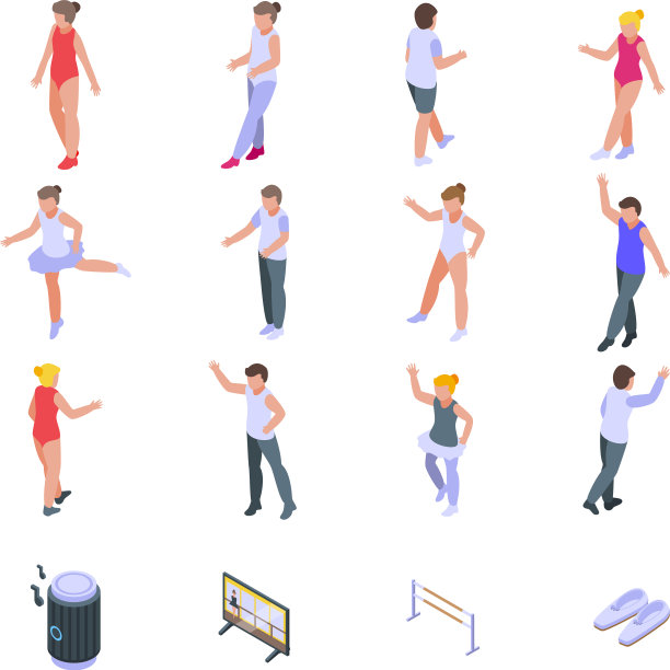 芭蕾舞学校的偶像设定了等距风格图片下载