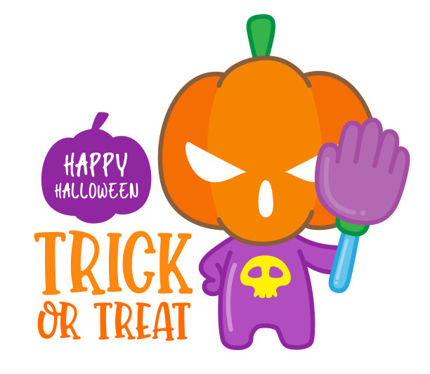 南瓜卡通人物，不给糖就捣蛋，万圣节图片下载