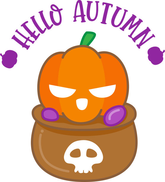 南瓜卡通人物，你好秋天，万圣节图片下载