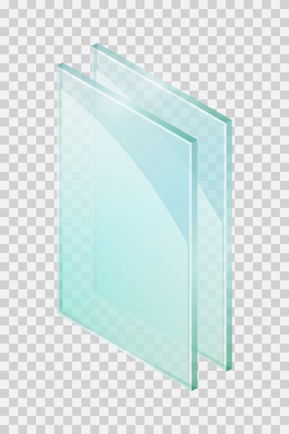矢量插图窗口玻璃隔离透明的背景。现实的玻璃片图标。工业钢化玻璃的等距插图。双层玻璃窗。图片下载