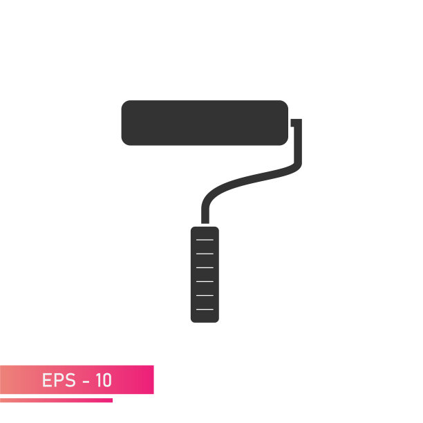 油漆滚筒图标固体设计上的白色图片下载