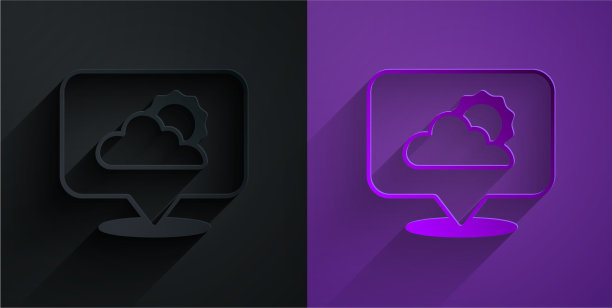 剪纸位置云图标孤立在黑色上图片下载