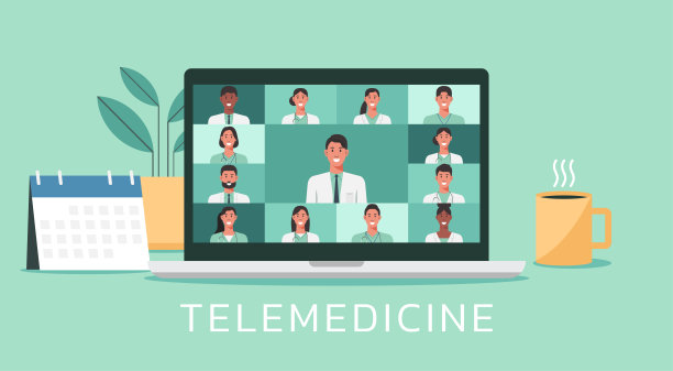 一组医生通过笔记本电脑连接在一起的远程医疗图片下载