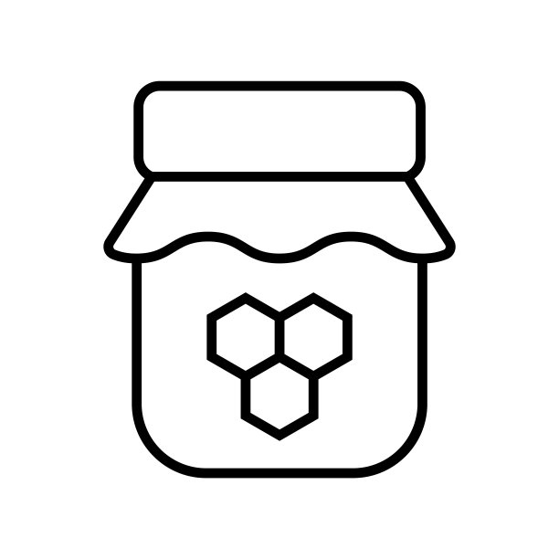 蜂蜜玻璃罐矢量图标，轮廓符号。矢量插图。图片下载