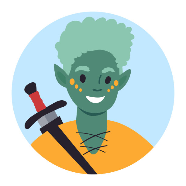 穿着精灵服装的白人女孩。平风格说明图片下载