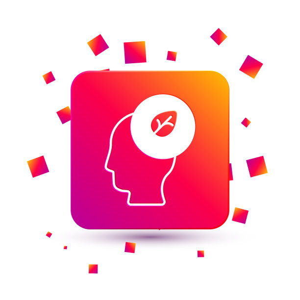 白色的人头与叶内图标隔离图片下载