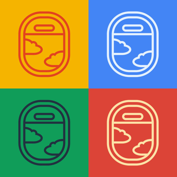 波普艺术线飞机窗口图标孤立上图片下载