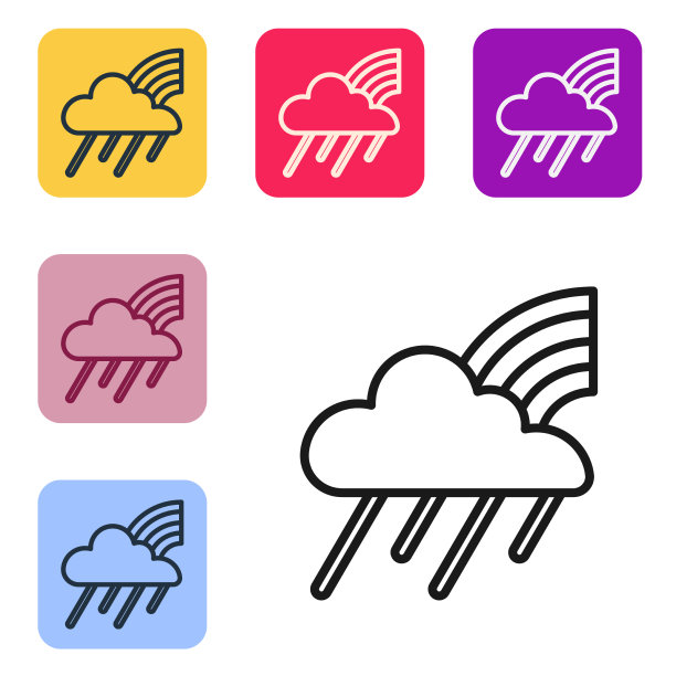 黑线彩虹与云雨的图标图片下载