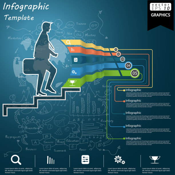 插画业务。设计创意和概念思维。为了成功，计划，思考，搜索，分析，沟通，未来的想法，创新的技术现代。图片下载