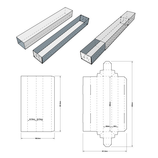 巧克力盒和模切图案。.eps文件是完整的，功能齐全。为真正的纸板生产准备。图片下载