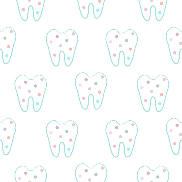 有趣的牙无缝模式。虚线牙齿背景图片下载