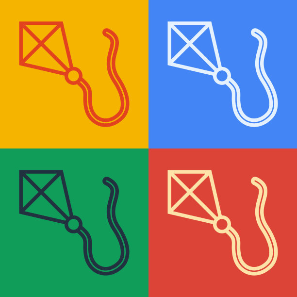 波普艺术线风筝图标孤立的颜色图片下载