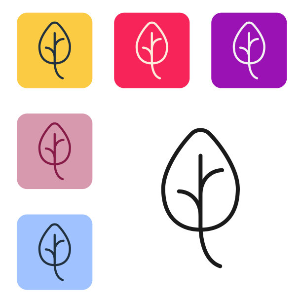 黑线叶子图标孤立的黑线图片下载