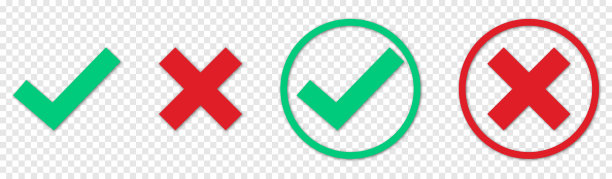 绿色勾选标记，红色十字标记图标图片下载
