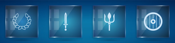 设置月桂花环中世纪剑海神三叉戟图片下载