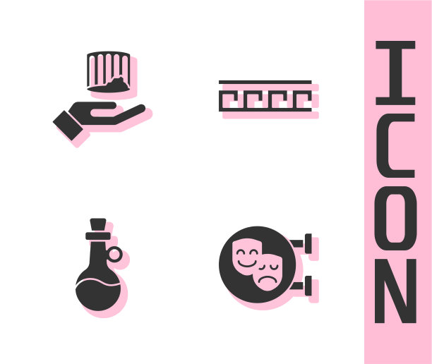 集喜剧和悲剧面具古柱图片下载