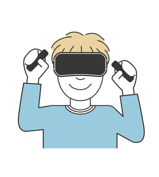 男人享受VR头盔和控制器的娱乐图片下载