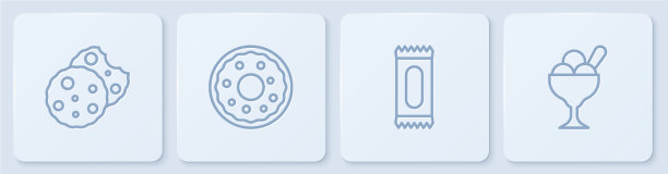 设线饼干或饼干，甜甜圈和冰图片下载