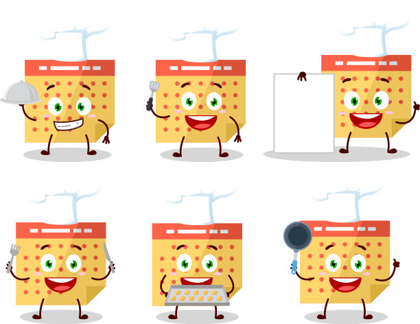 卡通人物日历与各种厨师图片下载