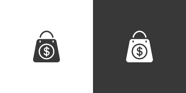 购物袋美元标志孤立图标上的黑色图片下载