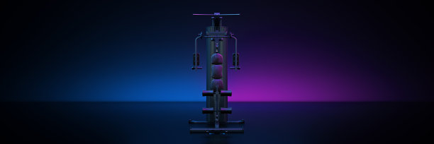 深色背景下的健身器材。三维渲染图片下载