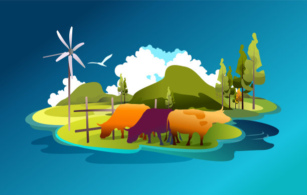 乡村景观夏季生态清净牧场图片下载