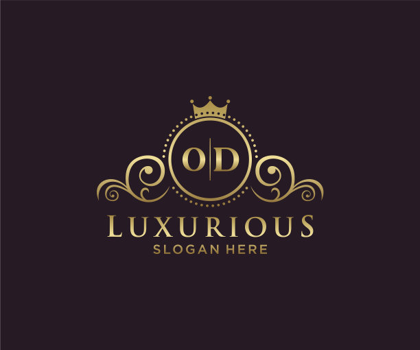 首字母od皇家奢侈标志模板中图片下载